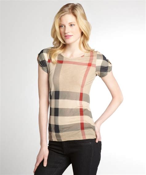 burberry brit khaki new classic check jersey t-shirt|Burberry clothing website.